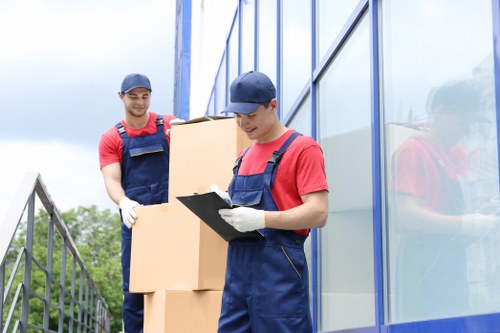 Removal van loading and moving boxes