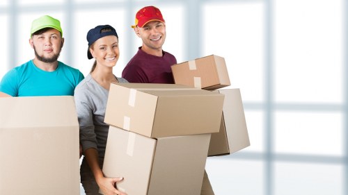 Carefully packed boxes inside a Tooting removal van