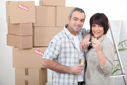 Packed boxes and moving equipment ready for a local house move